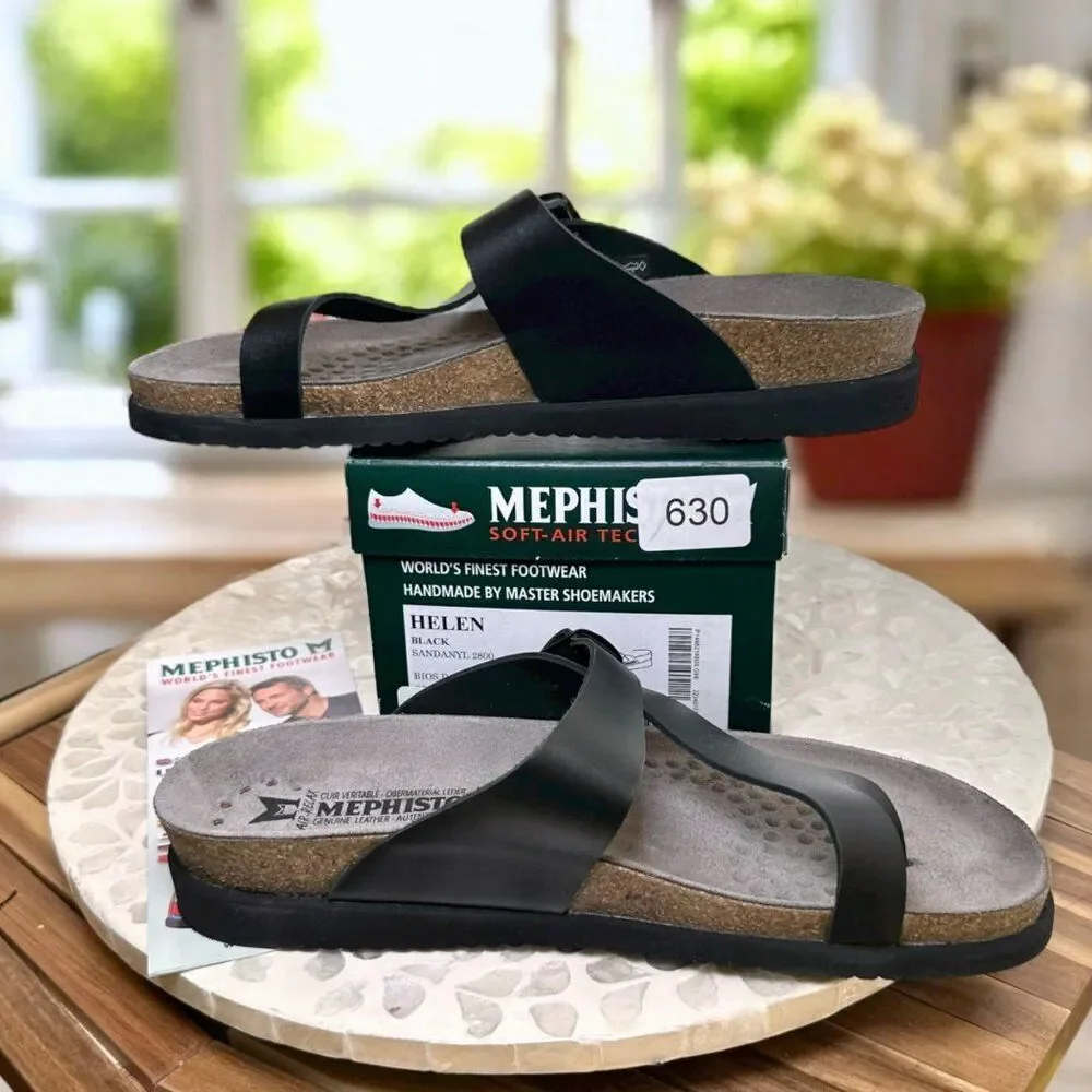 Mephisto Helen Air Soft Supportive Leather Toe Loop Sandal Slide Women 12 EU 42